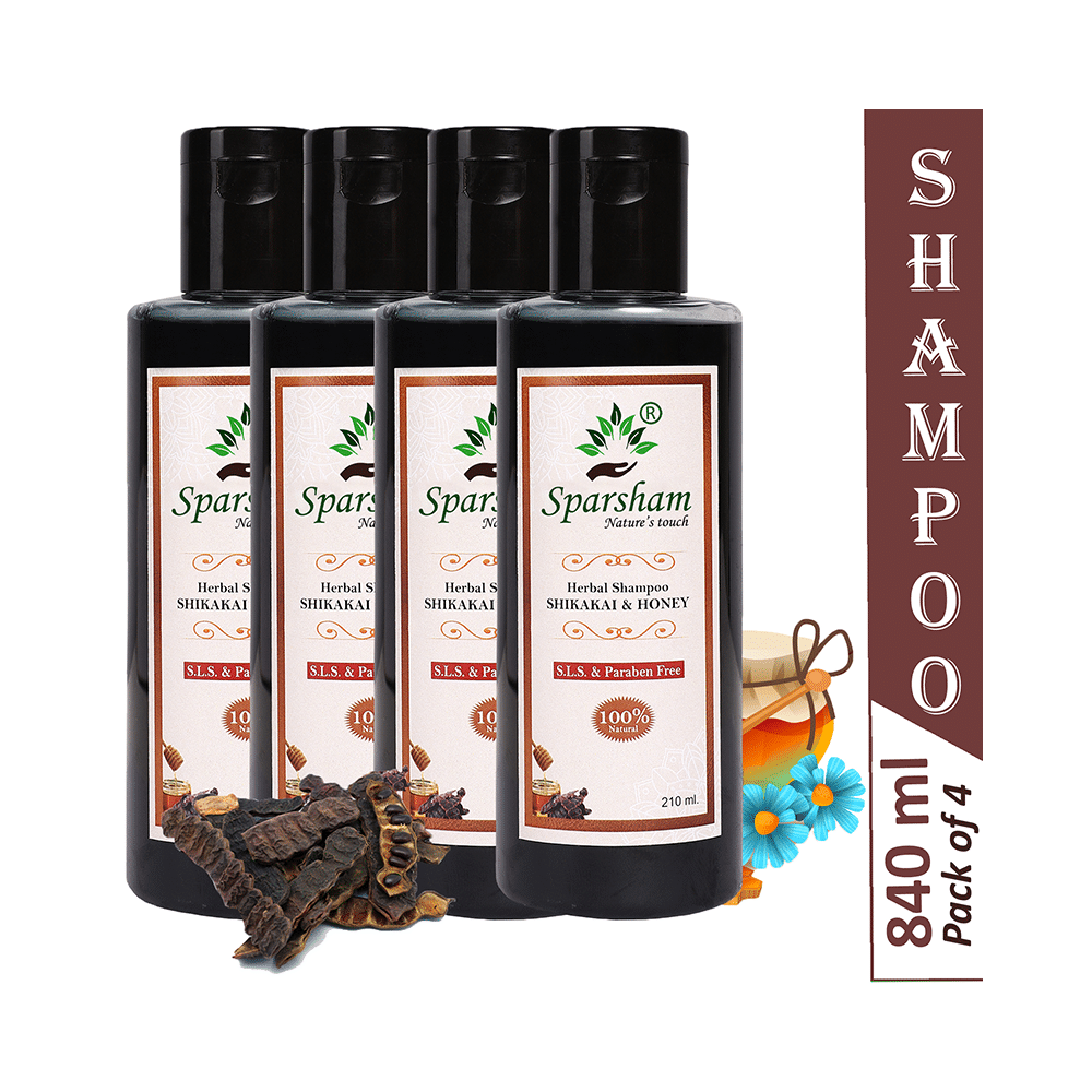 Sparsham Shikakhai And Honey Herbal Shampoo (210ml Each)  SLS & Paraben Free - Image 3