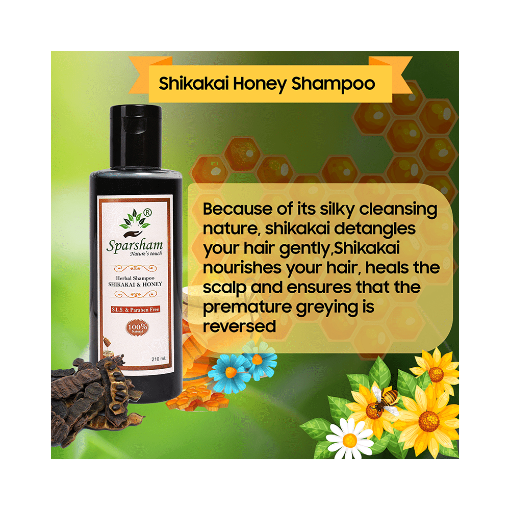 Sparsham Shikakhai And Honey Herbal Shampoo (210ml Each)  SLS & Paraben Free - Image 5