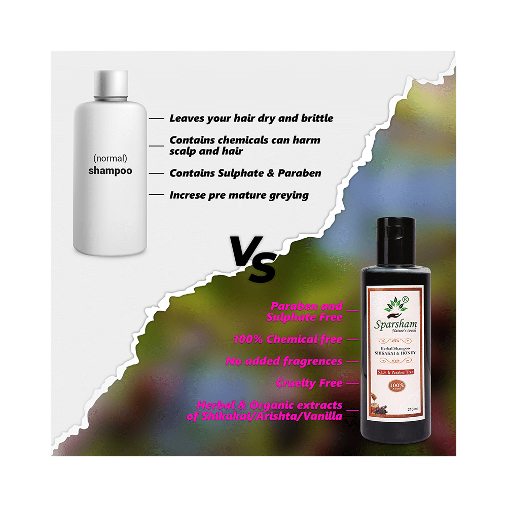 Sparsham Shikakhai And Honey Herbal Shampoo (210ml Each)  SLS & Paraben Free - Image 6