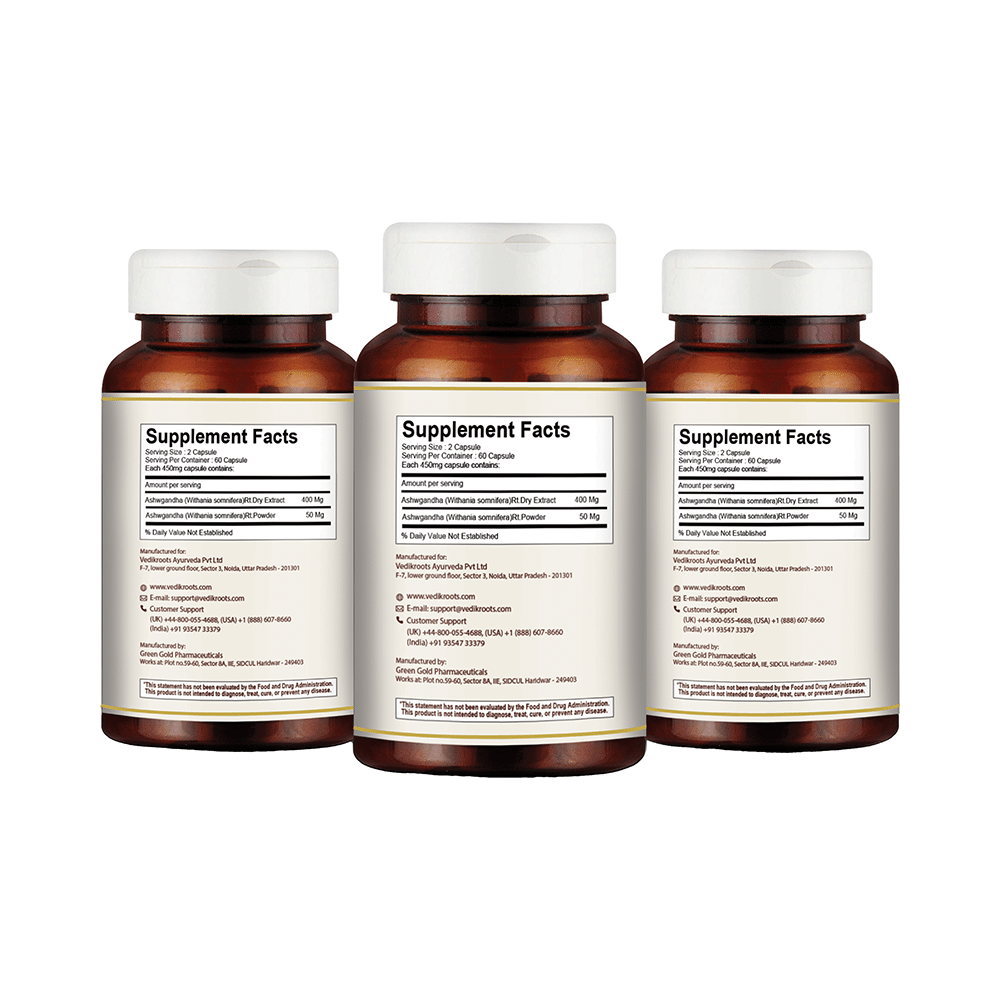 Vedikroots Ashwagandha Veg Capsule (60 Each) - Image 2