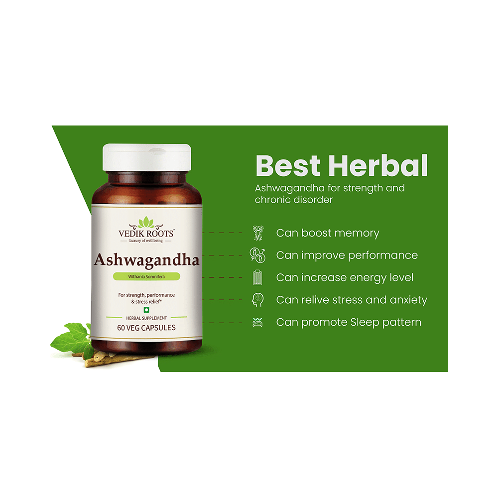 Vedikroots Ashwagandha Veg Capsule (60 Each) - Image 5