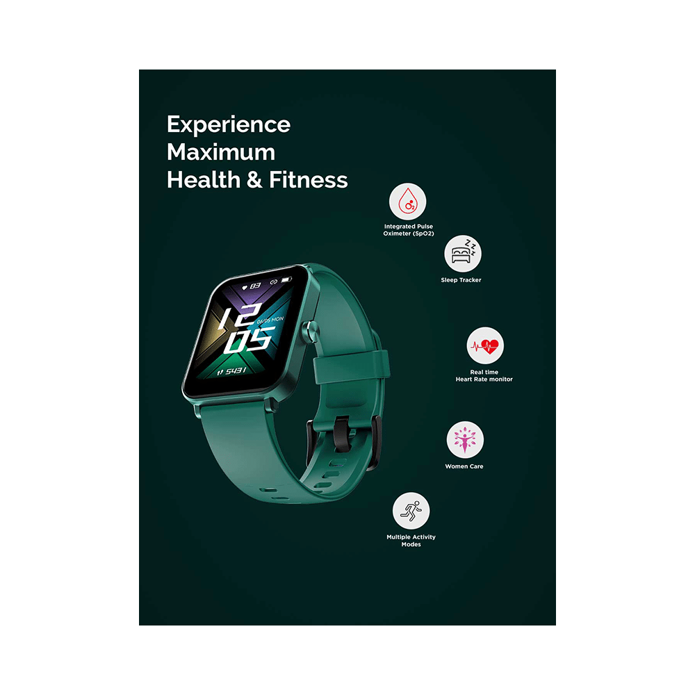 GOQii IP68 Vital MAX SpO2 1.69 HD Full Touch Smart Watch with 3 Months Health & Personal Coaching Green - Image 3