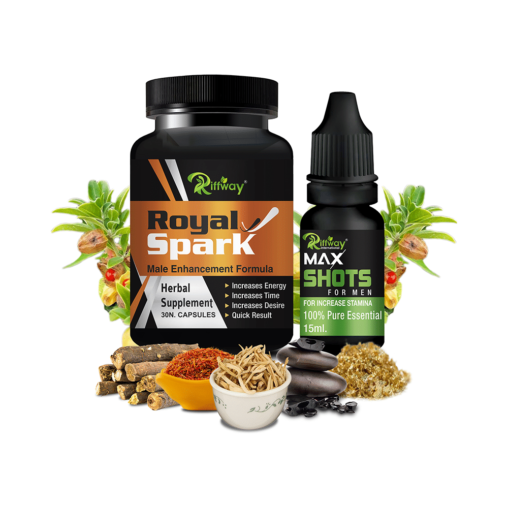 Riffway International Combo Pack of Royal Spark 30 Capsule &  Max Shots Oil For Men 15ml
