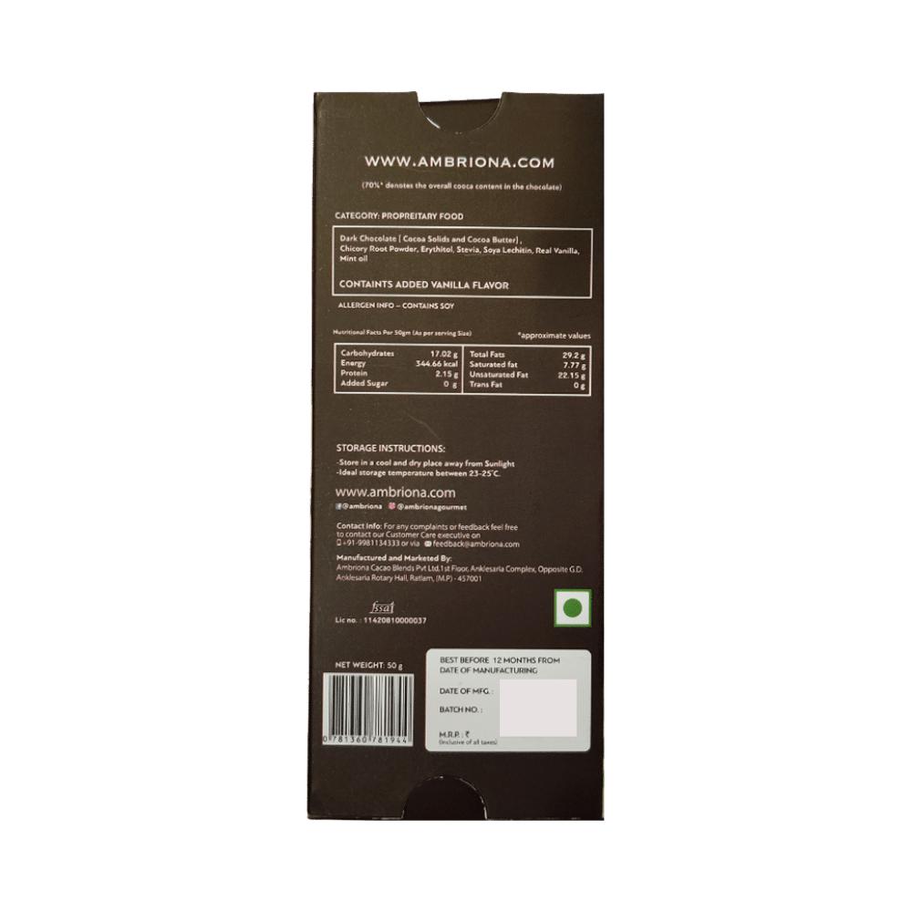 Daarzel Zero Sugar Combo Pack of 70% Sugar Free Dark Chocolate with Orange, 70% Sugar Free Dark Chocolate with Hazelnuts, 70% Sugar Free Dark Chocolate with Mint, 70% Sugar Free Dark Chocolate with Almonds & 70% Sugar Free Dark Chocolate (50gm Each) - Image 12
