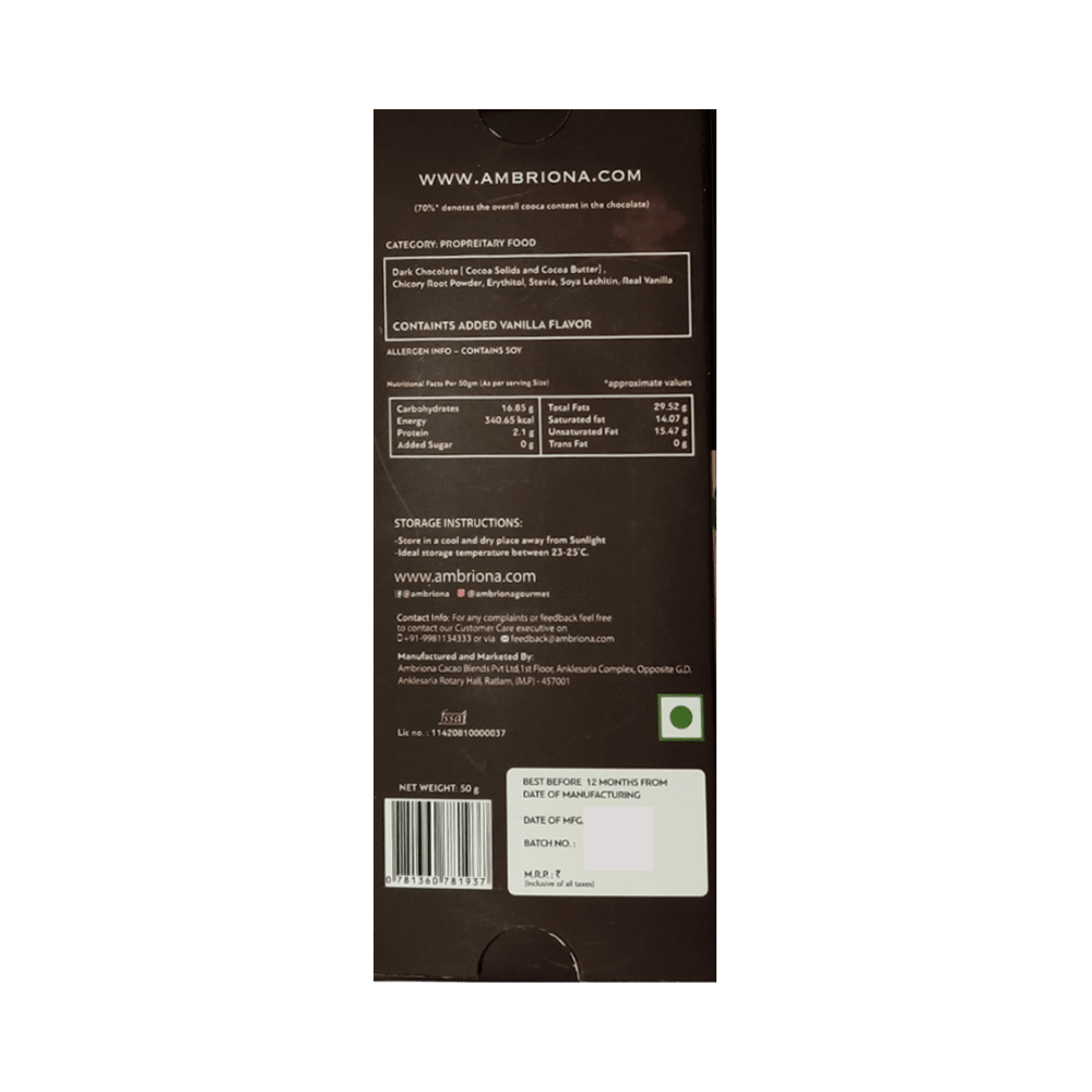 Daarzel Zero Sugar Combo Pack of 70% Sugar Free Dark Chocolate with Orange, 70% Sugar Free Dark Chocolate with Hazelnuts, 70% Sugar Free Dark Chocolate with Mint, 70% Sugar Free Dark Chocolate with Almonds & 70% Sugar Free Dark Chocolate (50gm Each) - Image 3