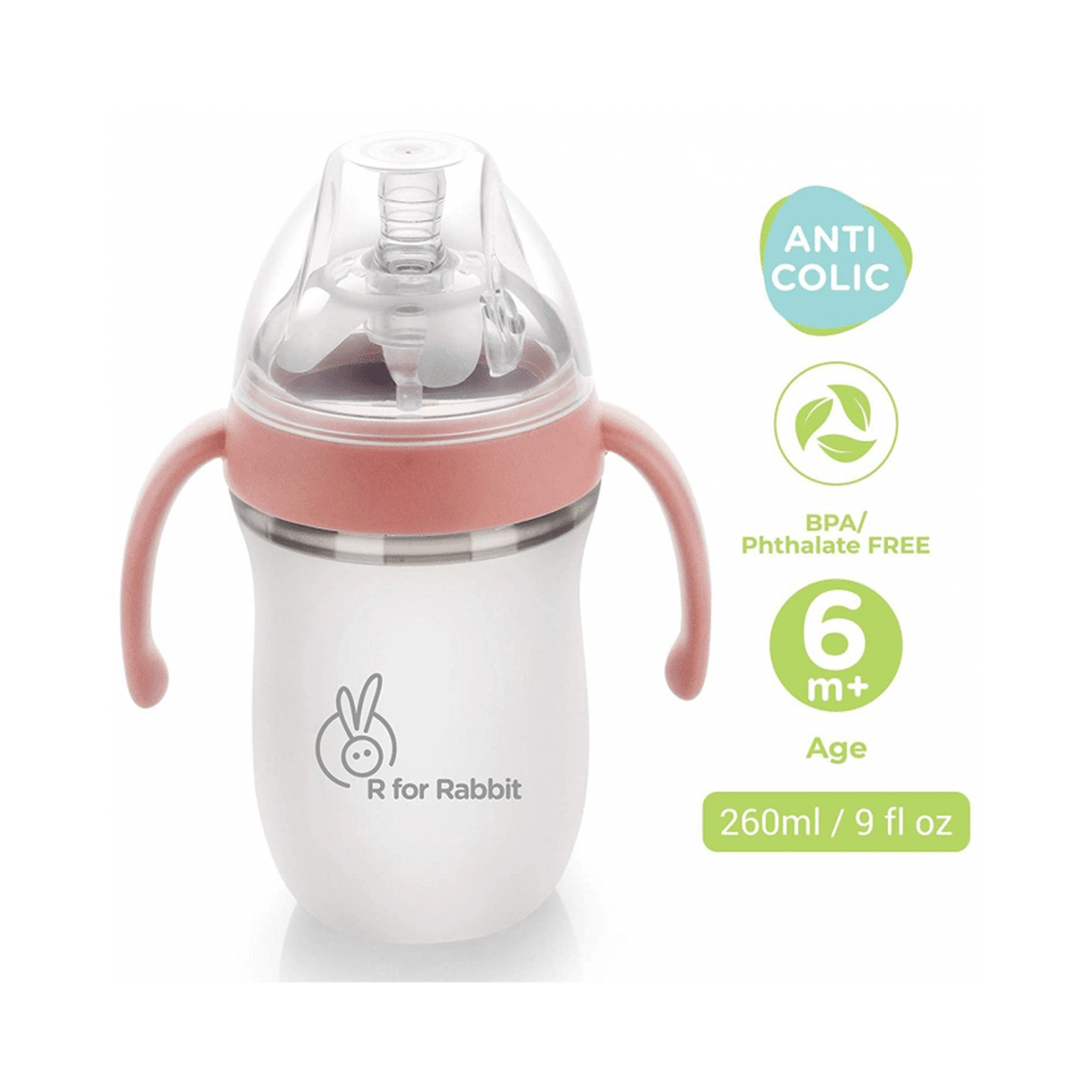 R for Rabbit First Feed Silicon Feeding Bottle Pink - Image 2