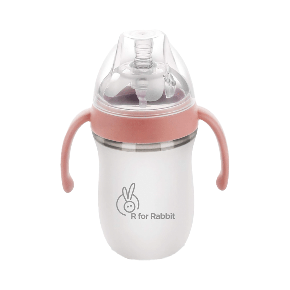 R for Rabbit First Feed Silicon Feeding Bottle Pink - Image 1