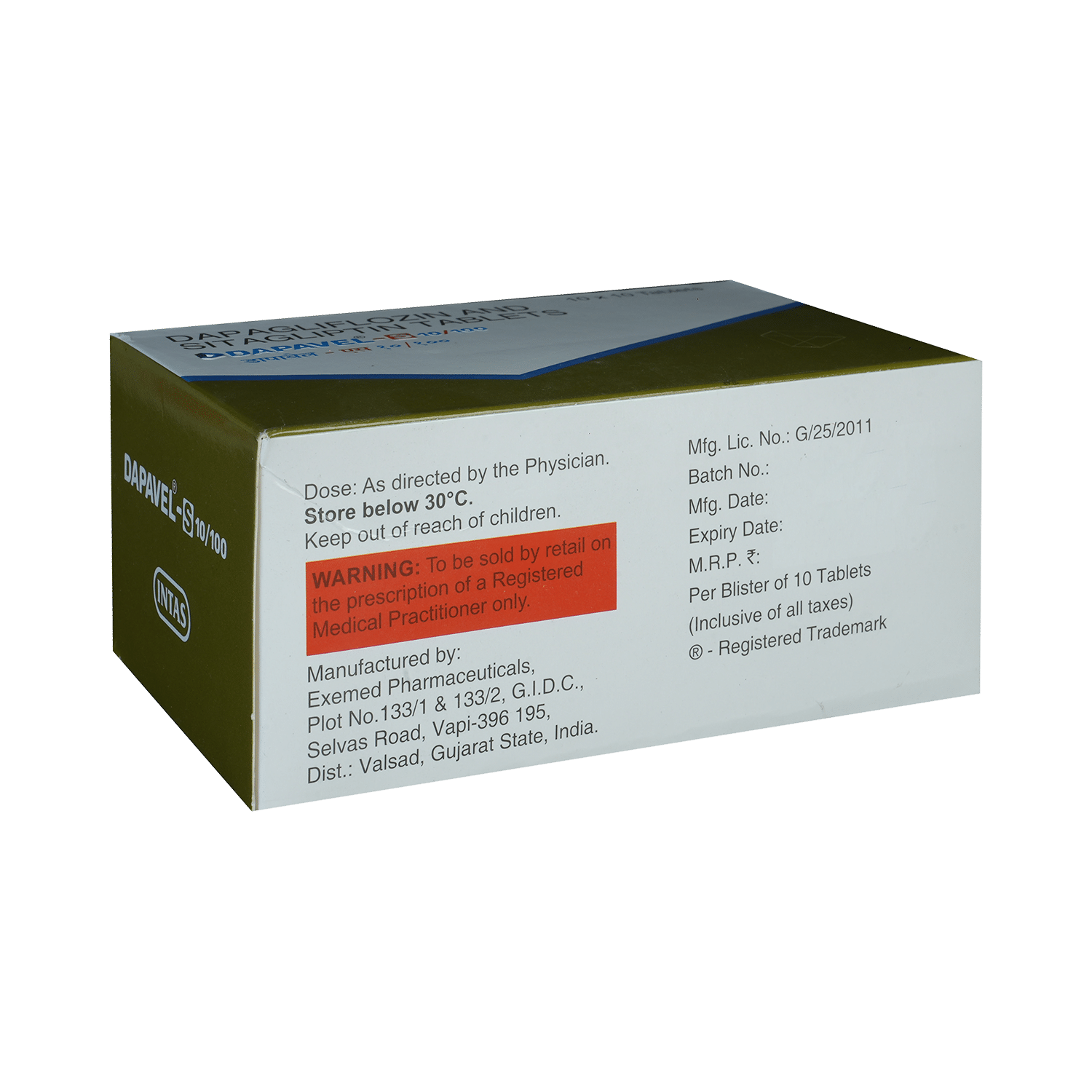 Dapavel S 10mg/100mg Tablet - Image 3