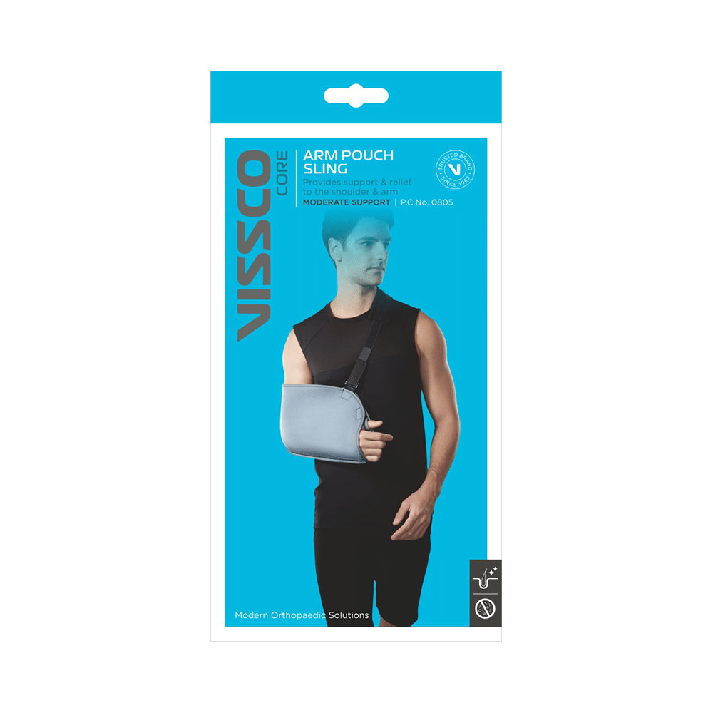 Vissco Arm Pouch Sling (Mild Support), Provides Support to the Shoulder & Arm Small Grey - Image 2