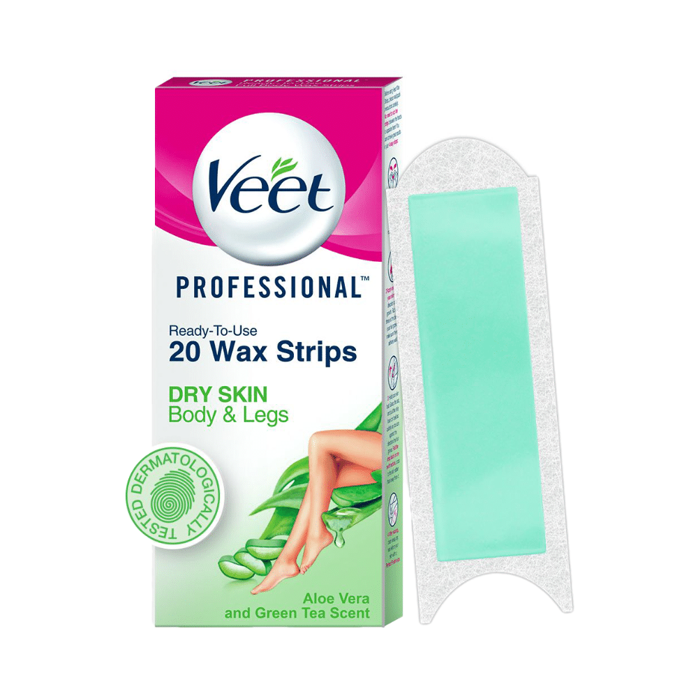 Veet Professional Waxing Strips Kit  20 Strips | Gel Wax Hair Removal for Women | Up to 28 Days of Smoothness | No Wax Heater or Wax Beans Required for Dry Skin