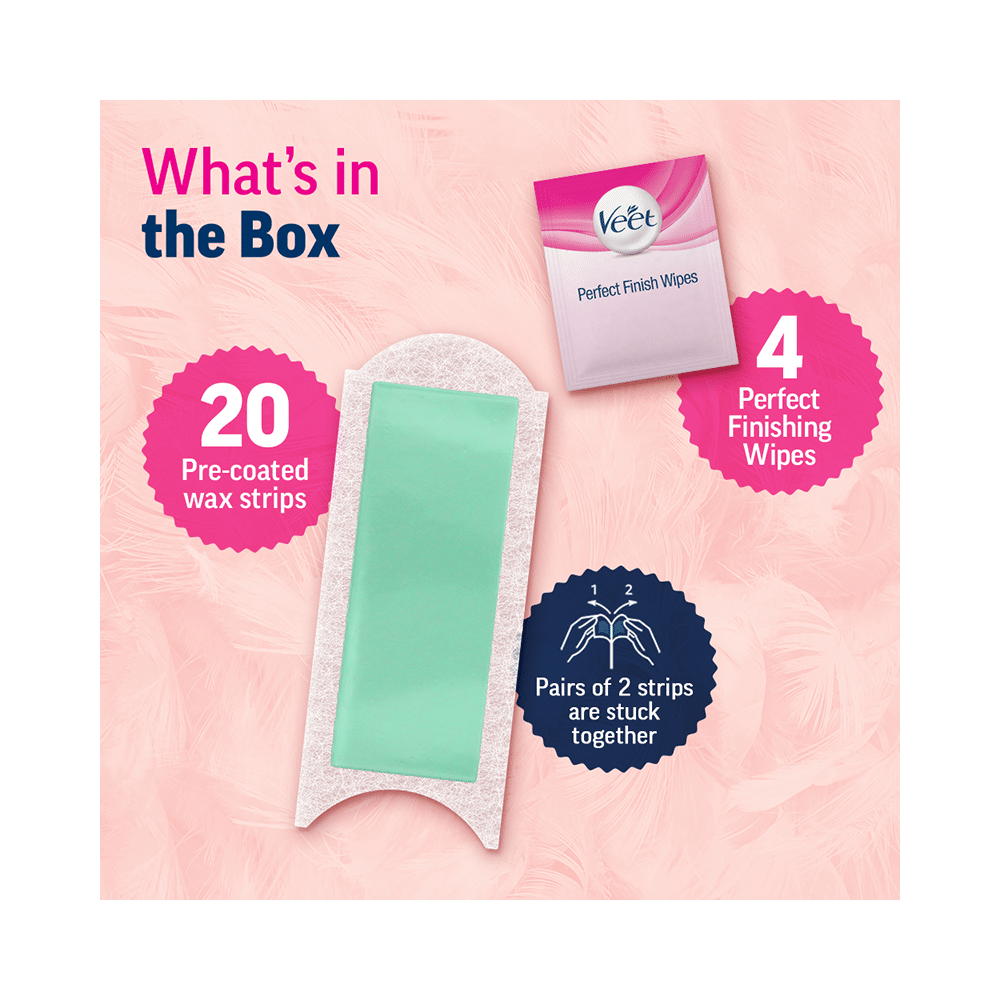Veet Professional Waxing Strips Kit 20 Strips | Gel Wax Hair Removal for Women | Up to 28 Days of Smoothness | No Wax Heater or Wax Beans Required for Dry Skin - Image 8