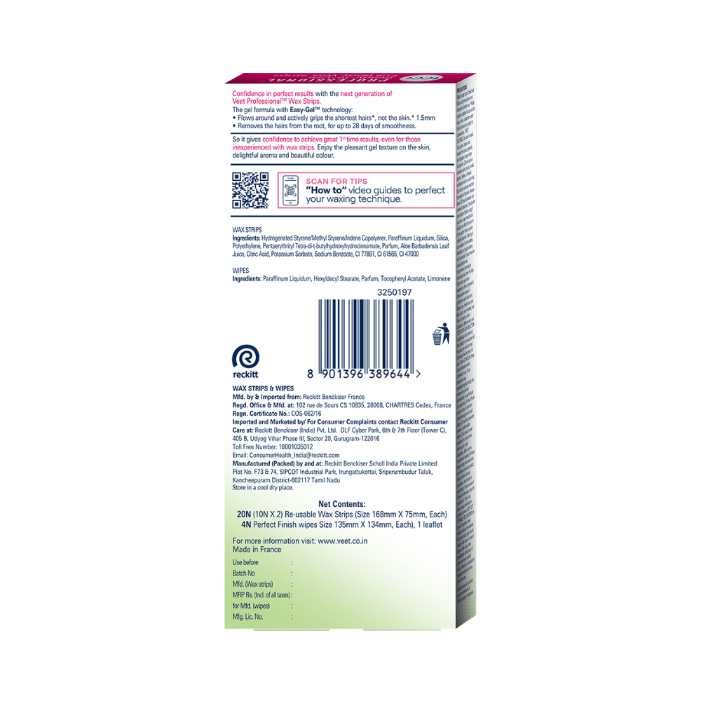 Veet Professional Waxing Strips Kit 20 Strips | Gel Wax Hair Removal for Women | Up to 28 Days of Smoothness | No Wax Heater or Wax Beans Required for Dry Skin - Image 2