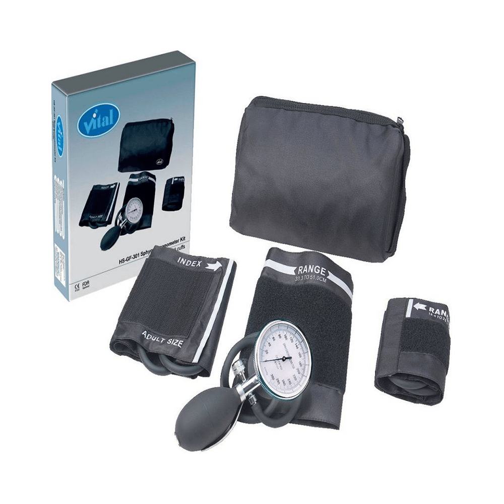 Vital Sphygmomanometer Kit (HS-GF-301) with 3 Cuffs BP Monitor Black