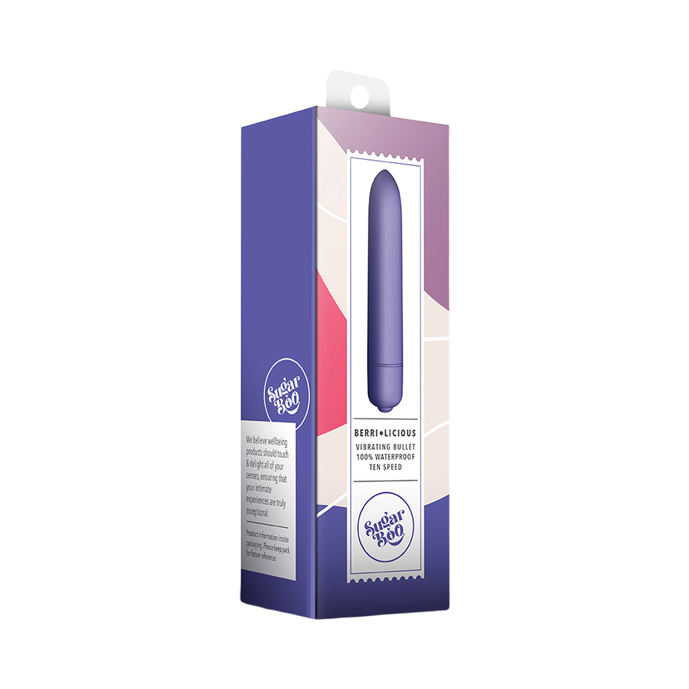 Sugarboo Vibrating Bullet Massager for Women | 100% Waterproof | Electric Silicone with 10 Vibration Modes Berri Licious Violet