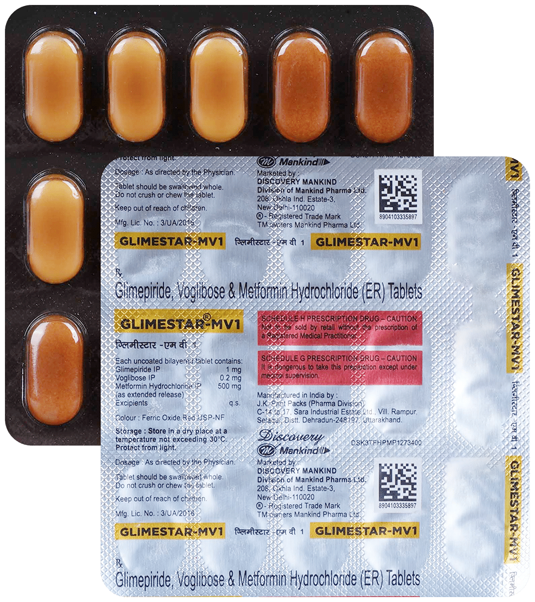 Glimestar MV 1mg/500mg/0.2mg Tablet