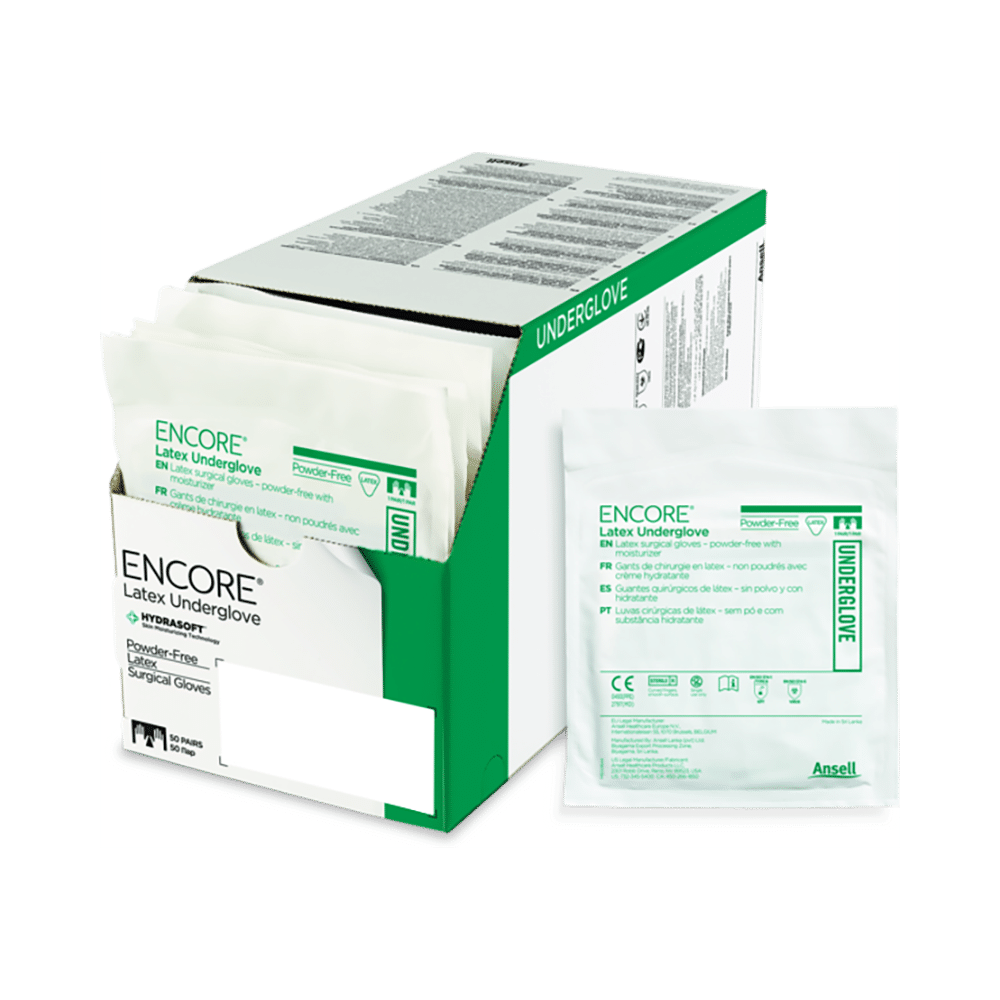 Ansell Encore Latex Underglove Hydrasoft Powder Free Surgical Glove 6.5 Green - Image 5