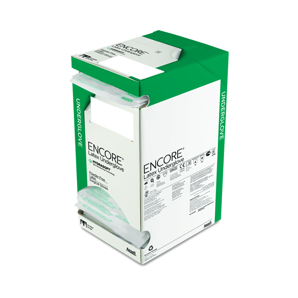 Ansell Encore Latex Underglove Hydrasoft Powder Free Surgical Glove 6.5 Green - Image 1