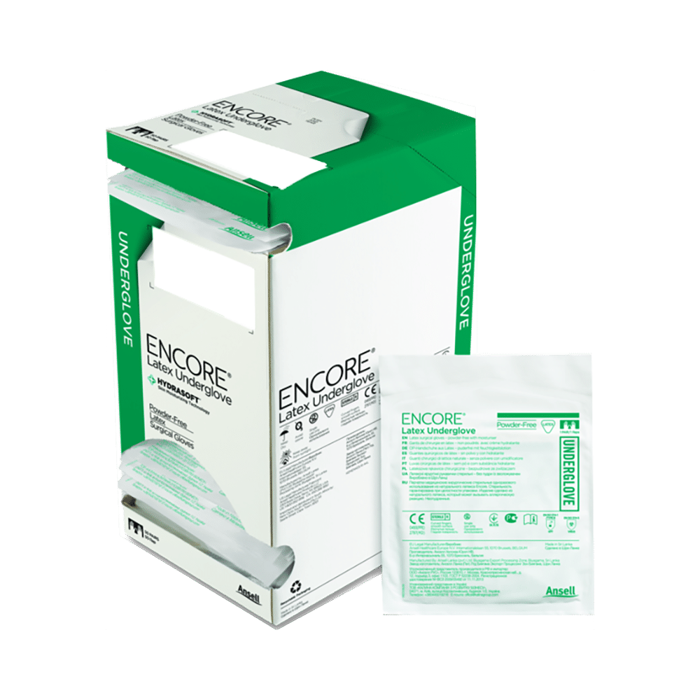 Ansell Encore Latex Underglove Hydrasoft Powder Free Surgical Glove 6.5 Green - Image 6