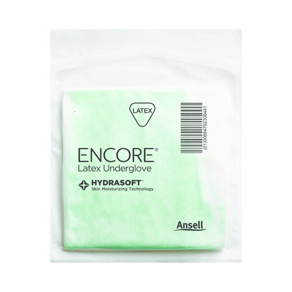 Ansell Encore Latex Underglove Hydrasoft Powder Free Surgical Glove 6.5 Green - Image 2