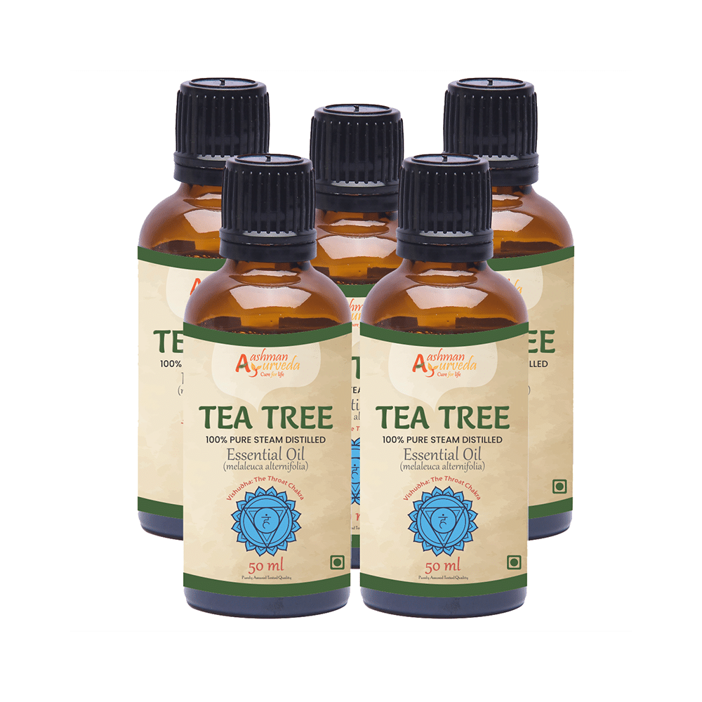Aashman Ayurveda 100% Pure Steam Distilled Essential Oil (50ml Each) Tea Tree