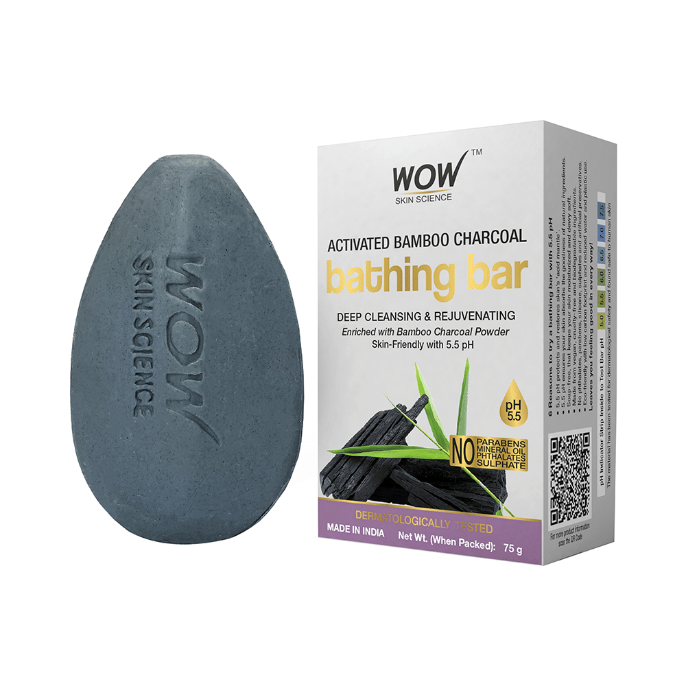 WOW Skin Science Activated Bamboo Charcoal Bathing Bar (75gm Each) - Image 3