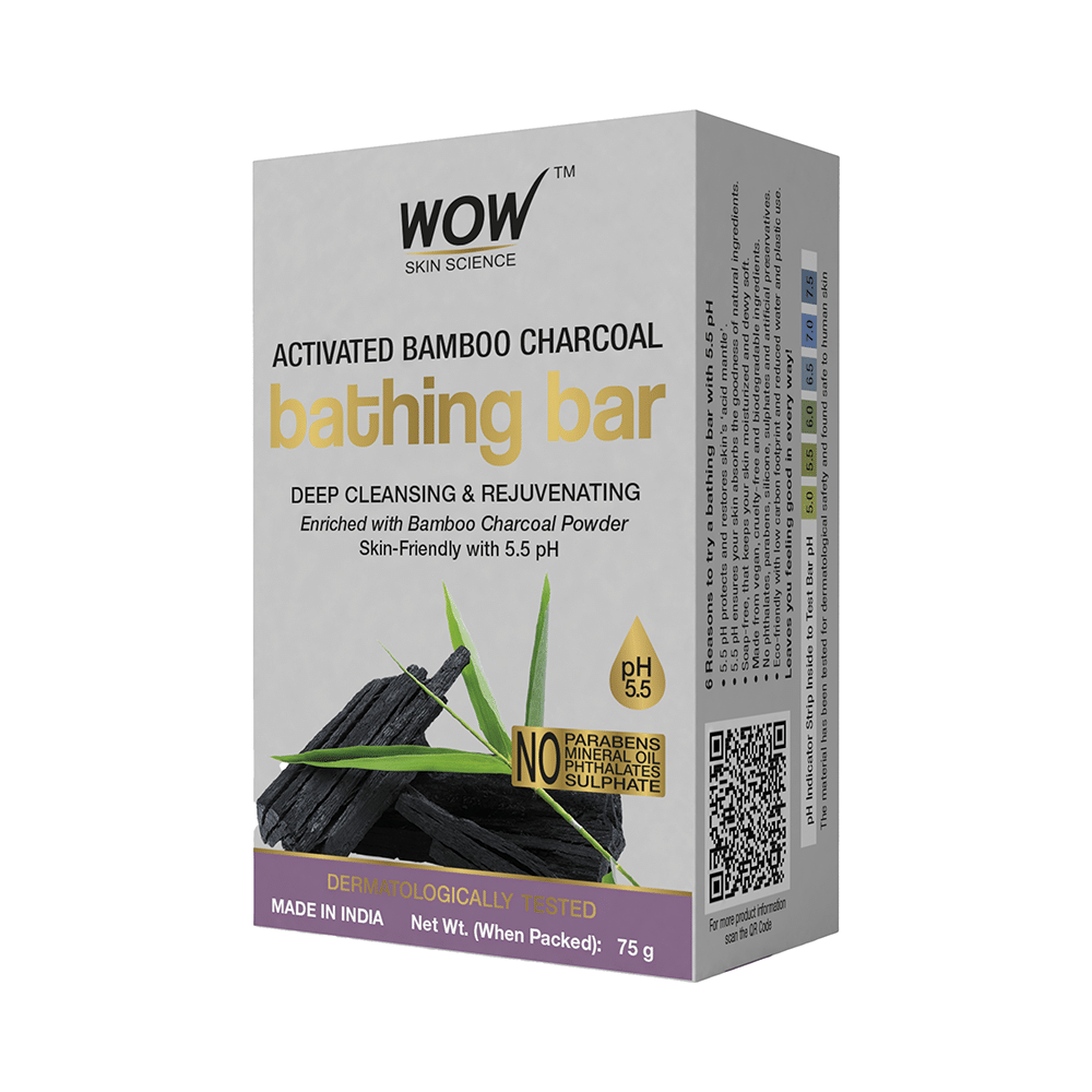 WOW Skin Science Activated Bamboo Charcoal Bathing Bar (75gm Each) - Image 1