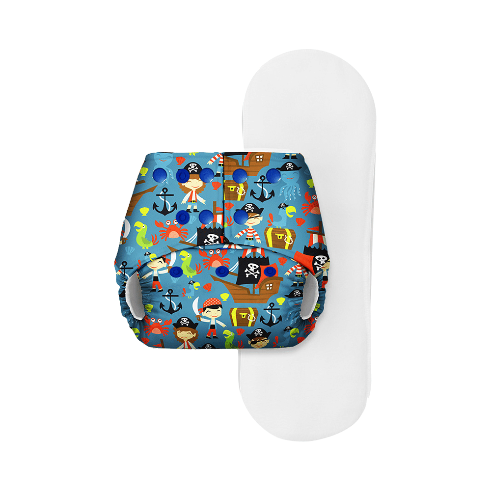 Basic Pocket Diaper with Dry Feel Pad Free Size Pirates - Image 1