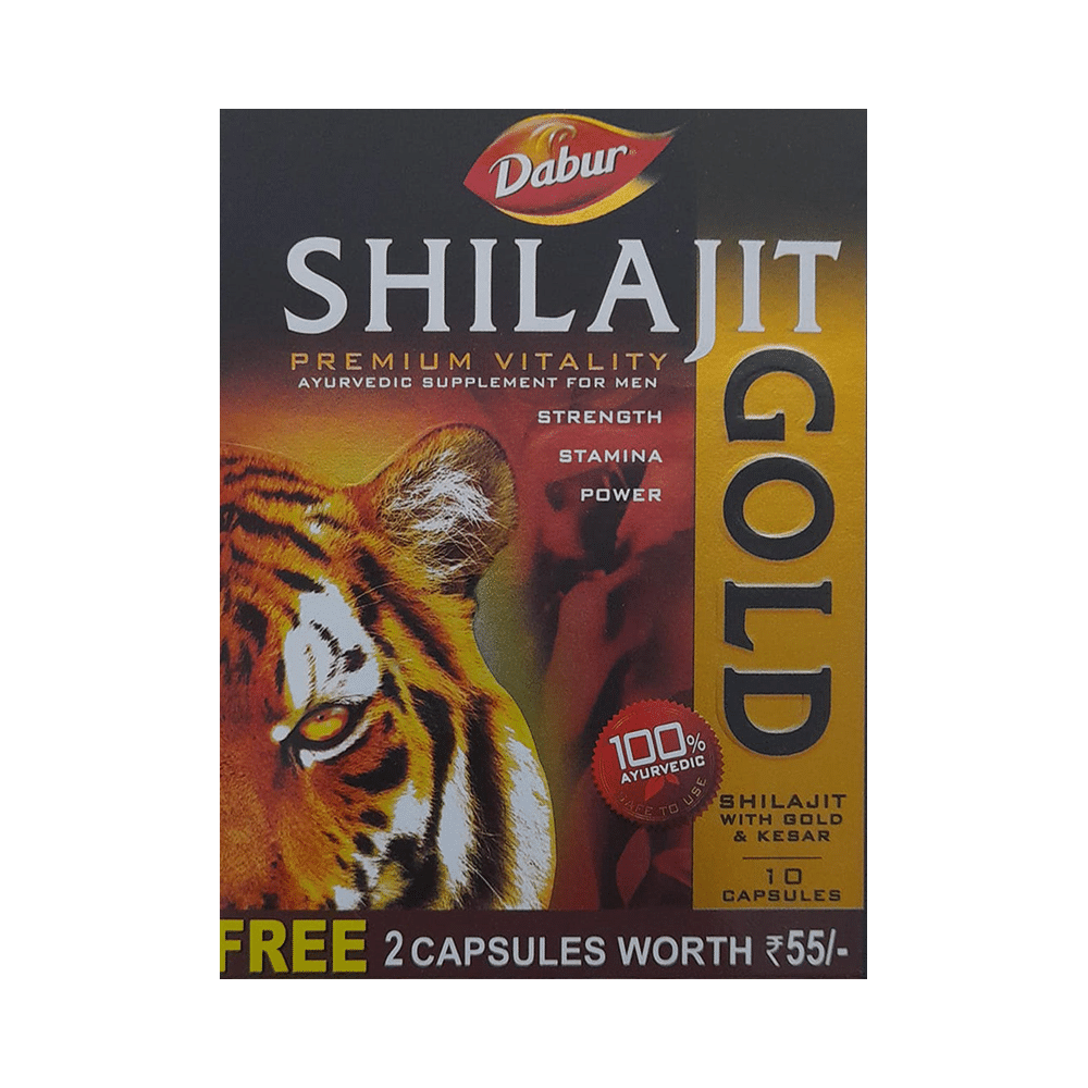 Dabur Shilajit Gold Capsule for Men | For Immunity, Strength, Stamina & Power | with 2 Capsule Free