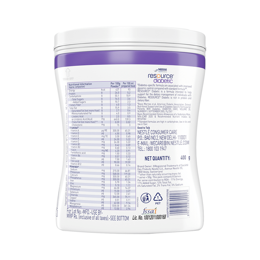 Nestle Resource Diabetic Supplement With Protein, Fibre & Low GI | Flavour Vanilla Powder - Image 2