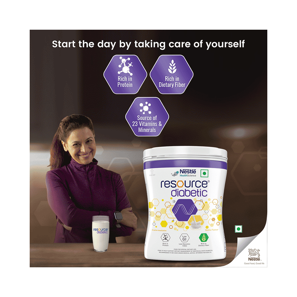 Nestle Resource Diabetic Supplement With Protein, Fibre & Low GI | Flavour Vanilla Powder - Image 5