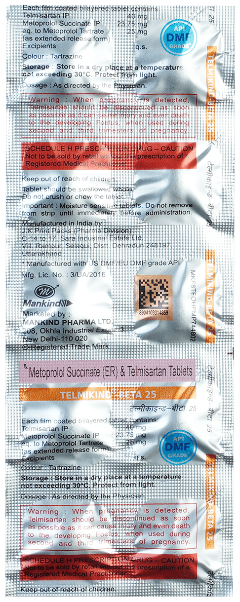 Telmikind-Beta 25 Tablet - Image 1
