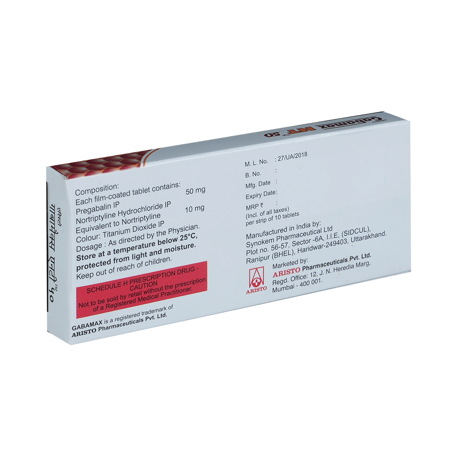 Gabamax NT 50mg/10mg Tablet - Image 3