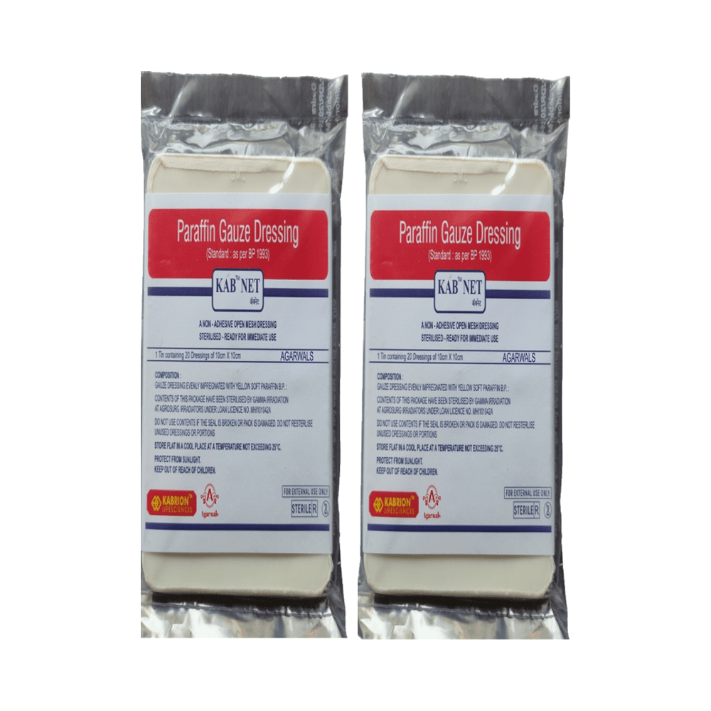 Kab Net Paraffin Gauze Dressing (20 Each) 10cm x 10cm - Image 1
