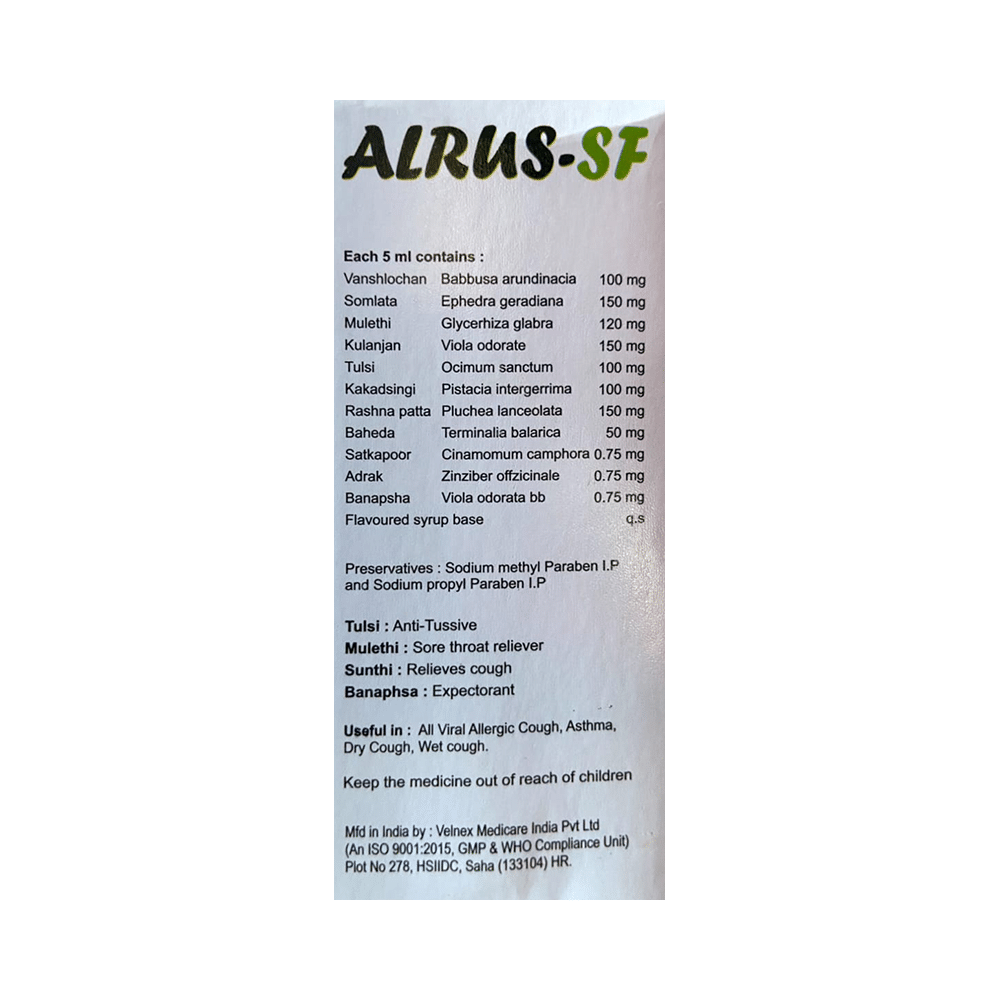 Alrus-SF Cough Syrup - Image 2