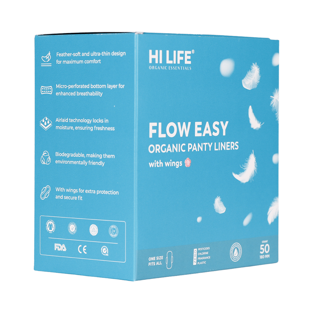 Hi Life Organic Panty Liners with Wings Pads Flow Easy - Image 2