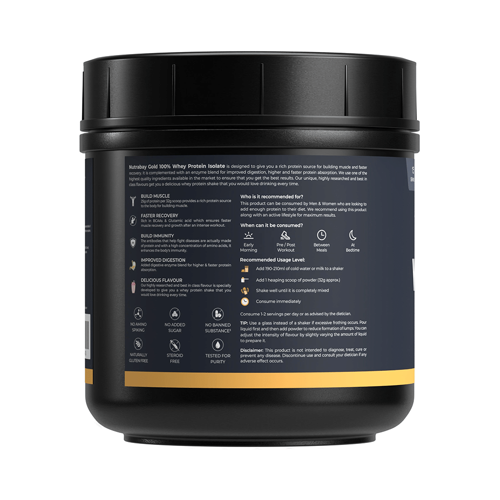 Nutrabay Gold Isolate Whey Protein for Muscles, Recovery, Digestion & Immunity | No Added Sugar | Flavour Strawberry Milkshake - Image 2