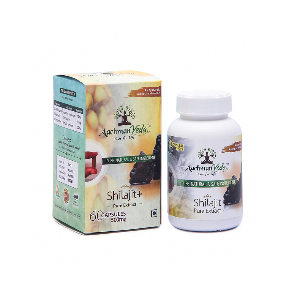 Aachman Veda Shilajit+ Pure Extract Ashwagandha with Safed Musli Capsule (60 Each) - Image 2