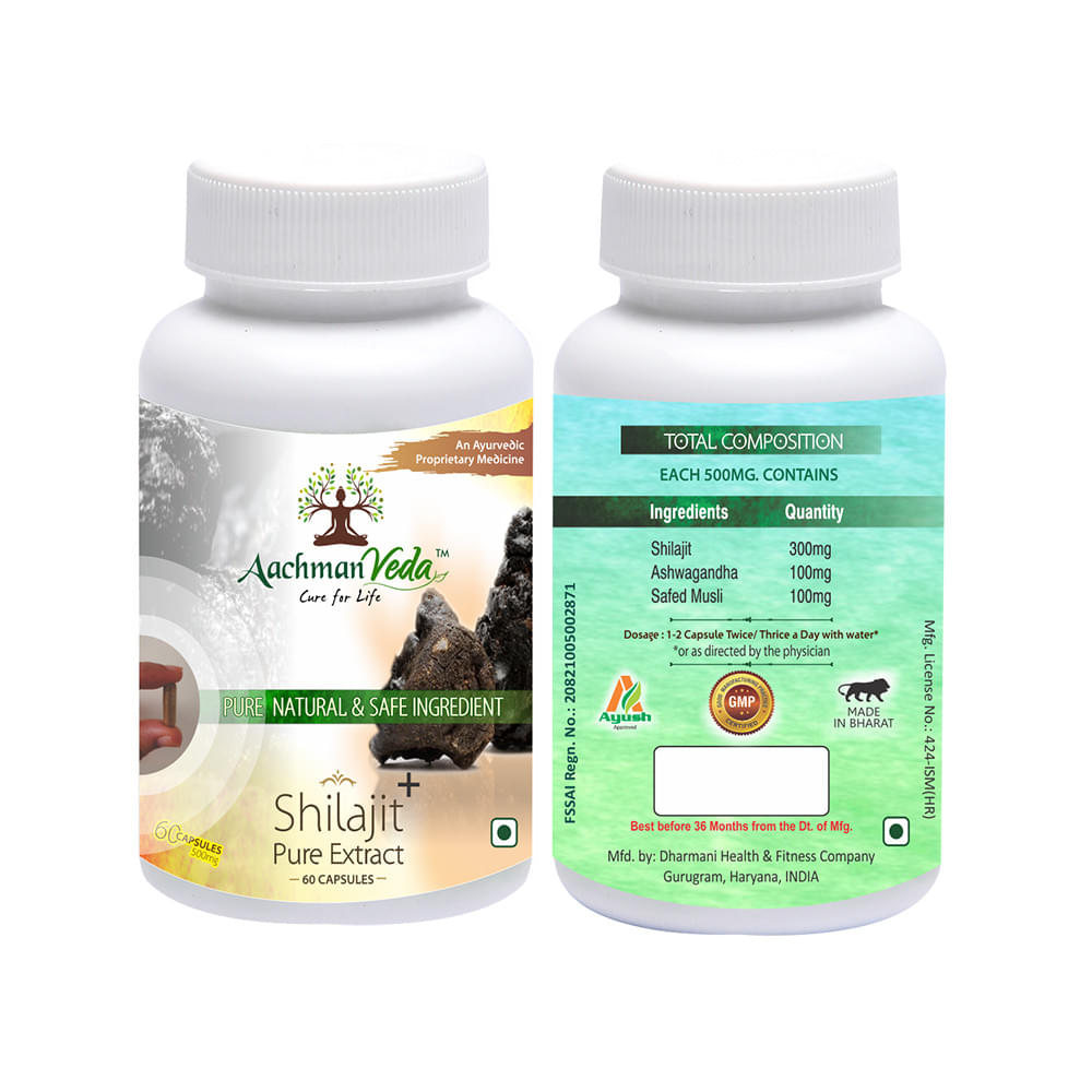 Aachman Veda Shilajit+ Pure Extract Ashwagandha with Safed Musli Capsule (60 Each) - Image 5