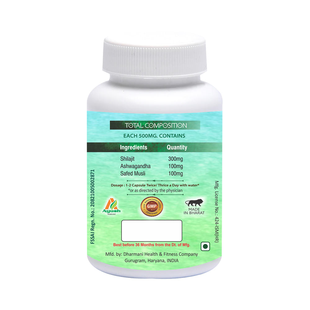 Aachman Veda Shilajit+ Pure Extract Ashwagandha with Safed Musli Capsule (60 Each) - Image 4