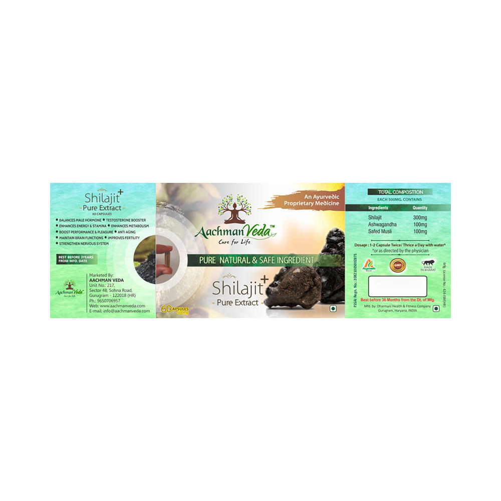 Aachman Veda Shilajit+ Pure Extract Ashwagandha with Safed Musli Capsule (60 Each) - Image 6