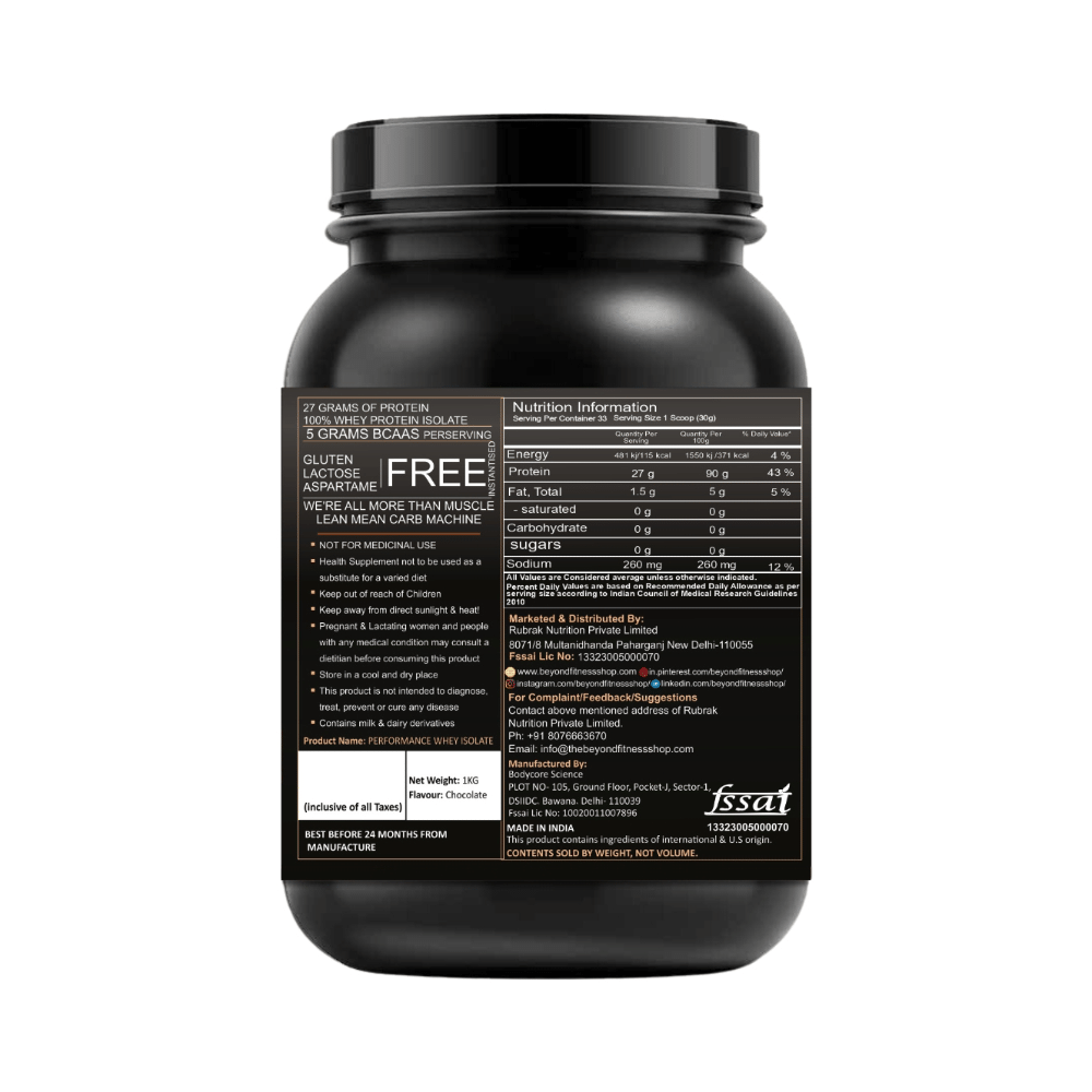 Beyond Fitness Combo Pack of Performance Whey Isolate Protein Powder (1kg) & Gallon Shaker 1.5 Litre - Image 4