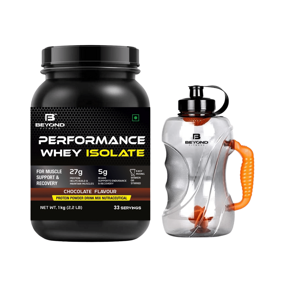 Beyond Fitness Combo Pack of Performance Whey Isolate Protein Powder (1kg) & Gallon Shaker 1.5 Litre - Image 1