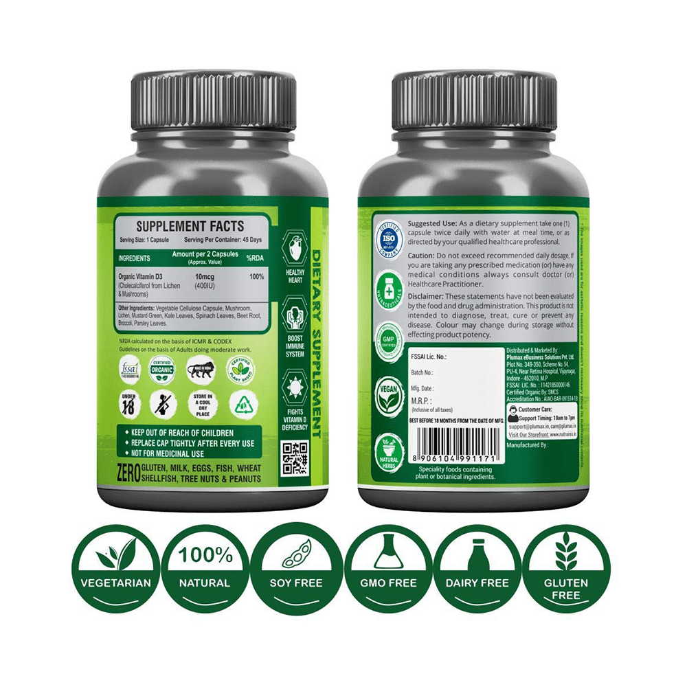 Nutrainix Orgainc & Plant-Based Vitamin D3 Vegetarian Capsule - Image 2