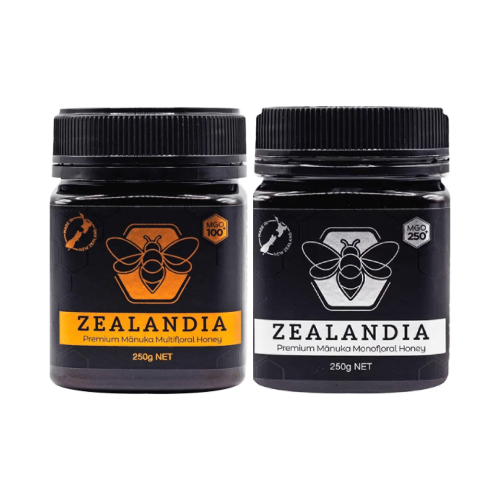 Zealandia Premium Manuka Multifloral Honey (250gm Each) MGO 100+ & MGO 250+ - Image 1