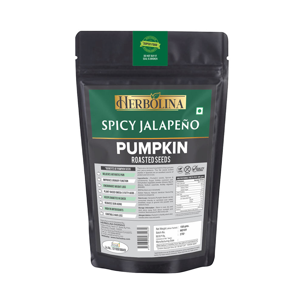 Herbolina Pumpkin Roasted Seeds (150gm Each) Spicy Jalapeno - Image 2