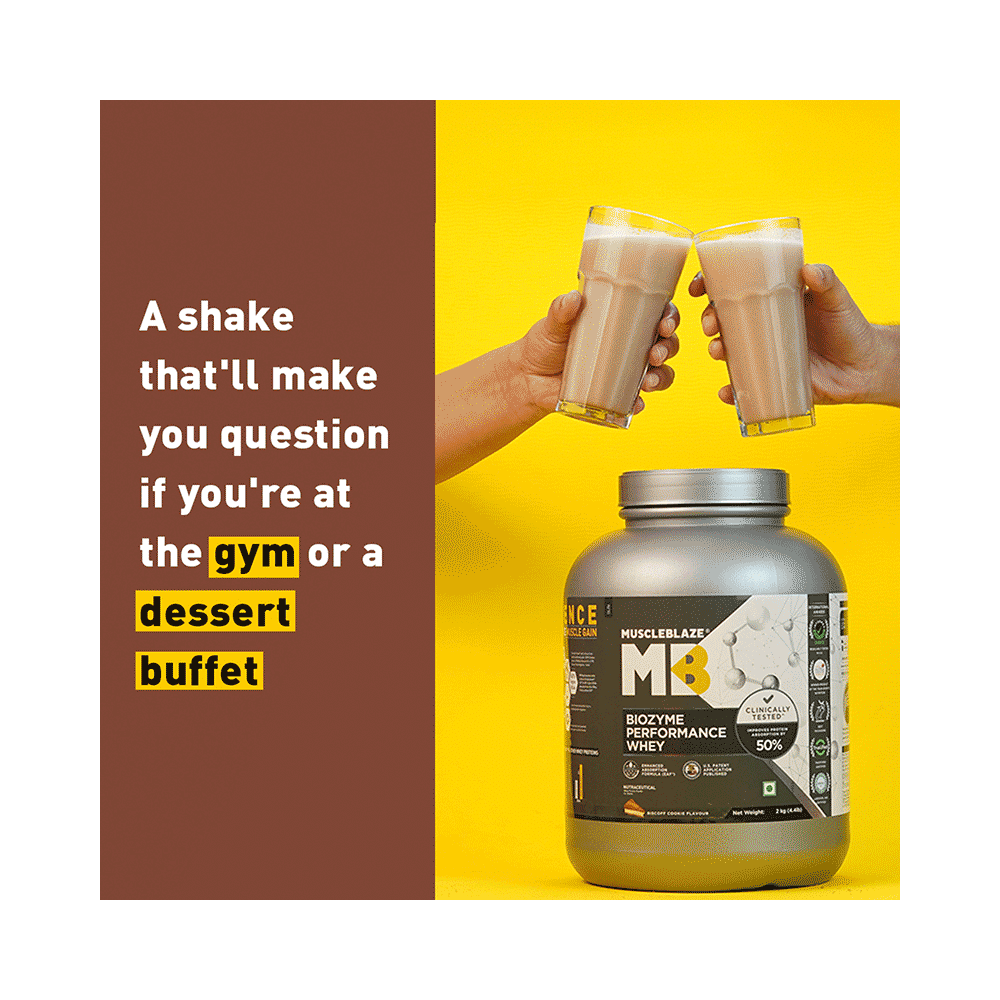 MuscleBlaze MuscleBlaze Biozyme Performance Whey Protein | For Muscle Gain | Improves Protein Absorption | Nutrition Care Biscoff Cookie - Image 11