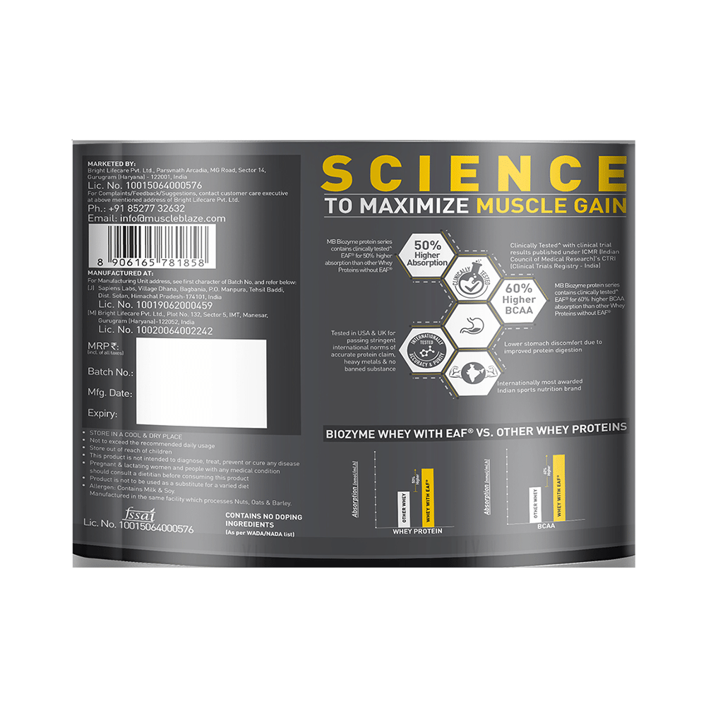 MuscleBlaze MuscleBlaze Biozyme Performance Whey Protein | For Muscle Gain | Improves Protein Absorption | Nutrition Care Biscoff Cookie - Image 5