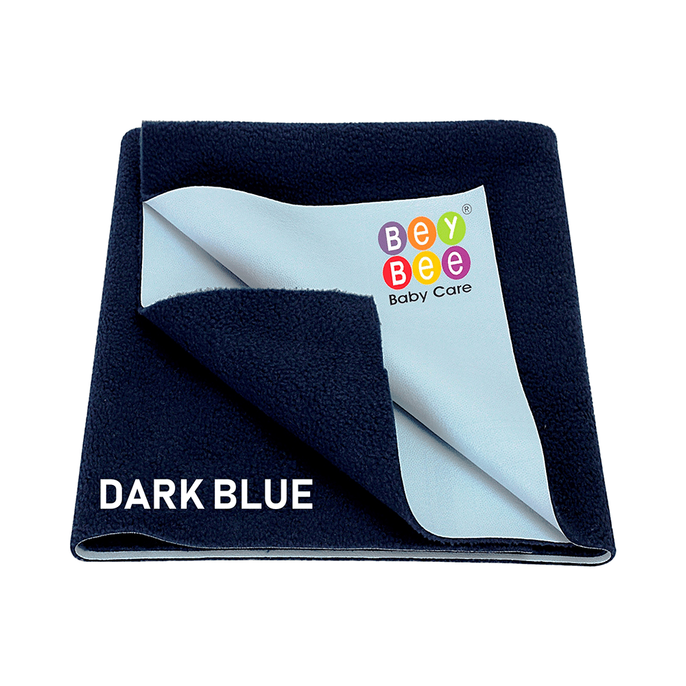 Bey Bee Waterproof Baby Bed Protector Dry Sheet for Toddlers (100cm X 70cm) Medium Dark Blue - Image 1