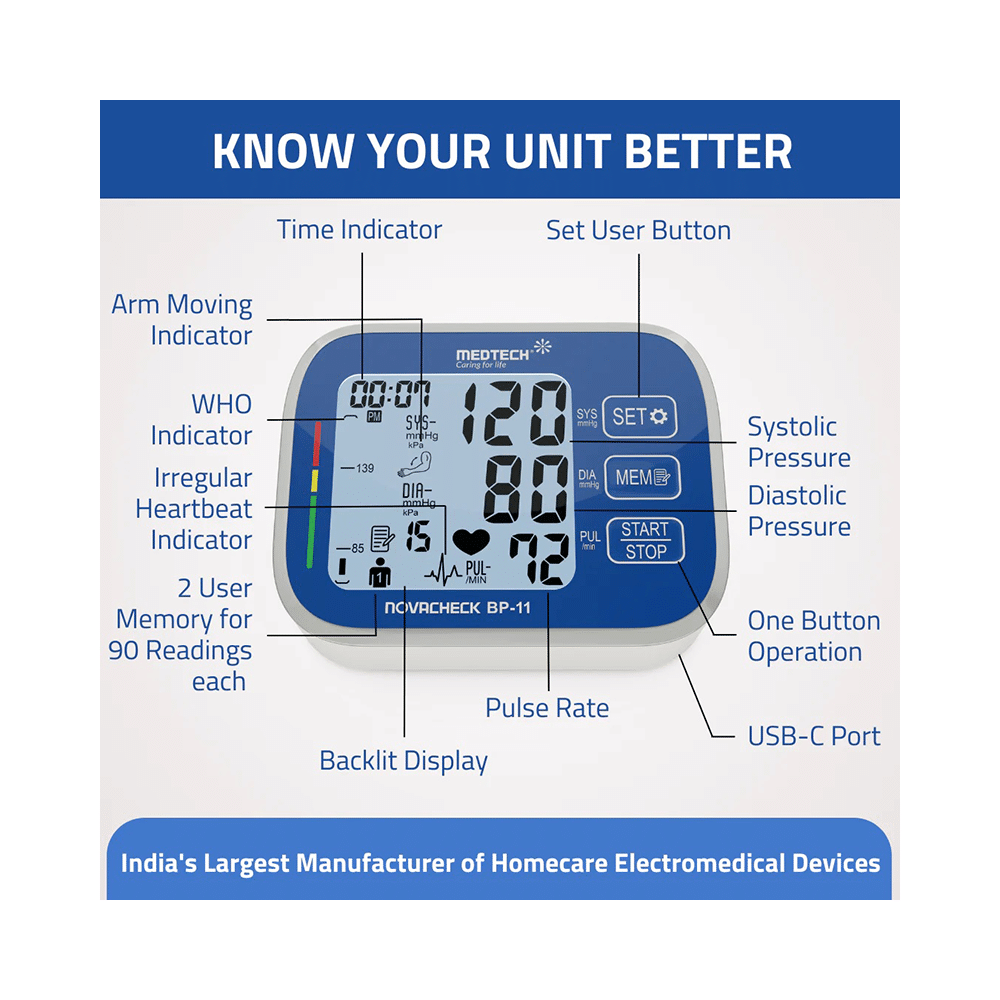Medtech BP 11 Novacheck BP Monitor with Backlight - Image 4