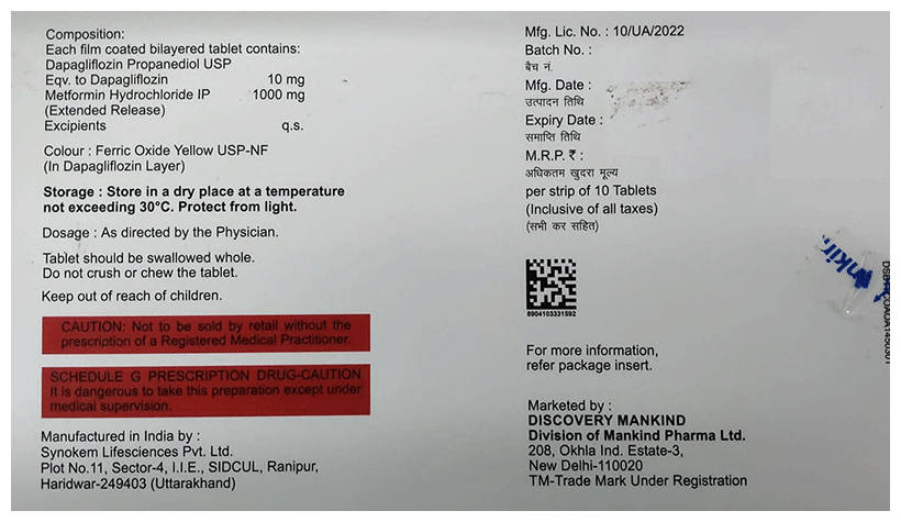 Sgltd M 10mg/1000mg Tablet - Image 2
